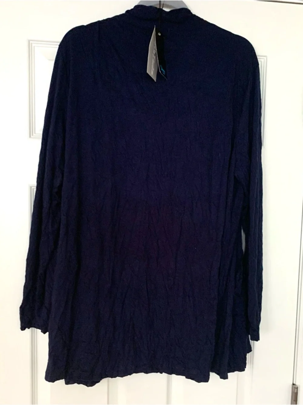 SHANA APPAREL crinkle cardigan open tunic navy size 1X